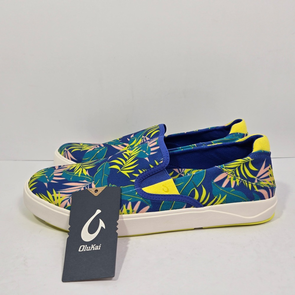 OluKai Lae'ahi Pa'i Mens Sunset Blue Aloha Slip On Sneakers 10444-9HHA Size 11.5